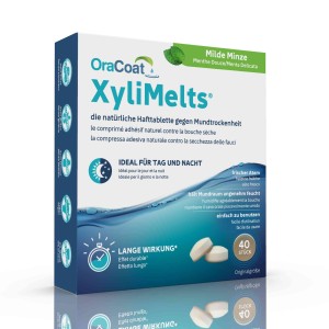 Xylimelts mint pastilles for dry or pasty mouth.